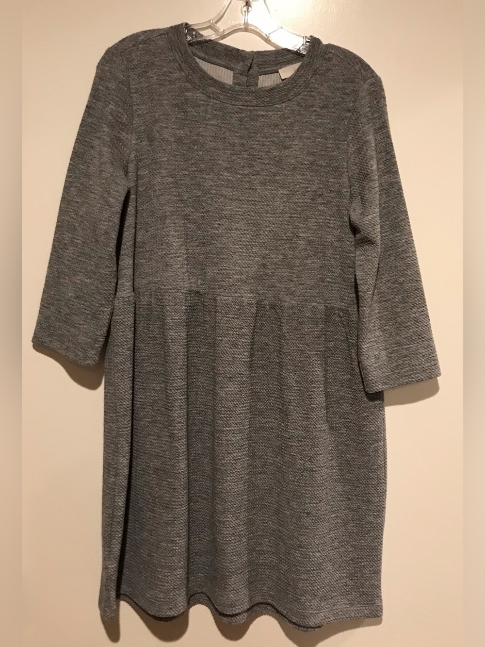 LOFT Heather Gray Long Sleeve Knit Dress S